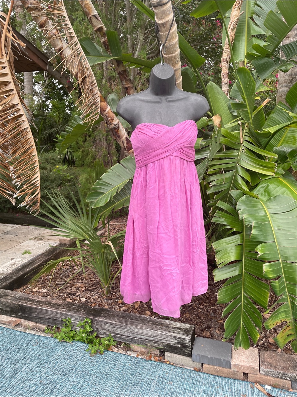Lilac silk strapless dress by J crew